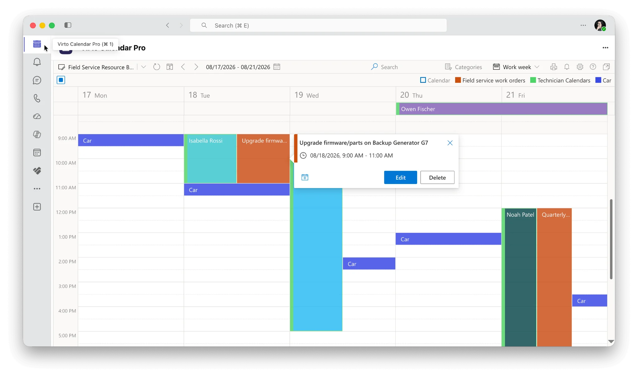 Virto Calendar App overlaying multiple calendars in Microsoft 365