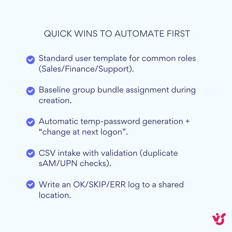 Quick wins to automate first