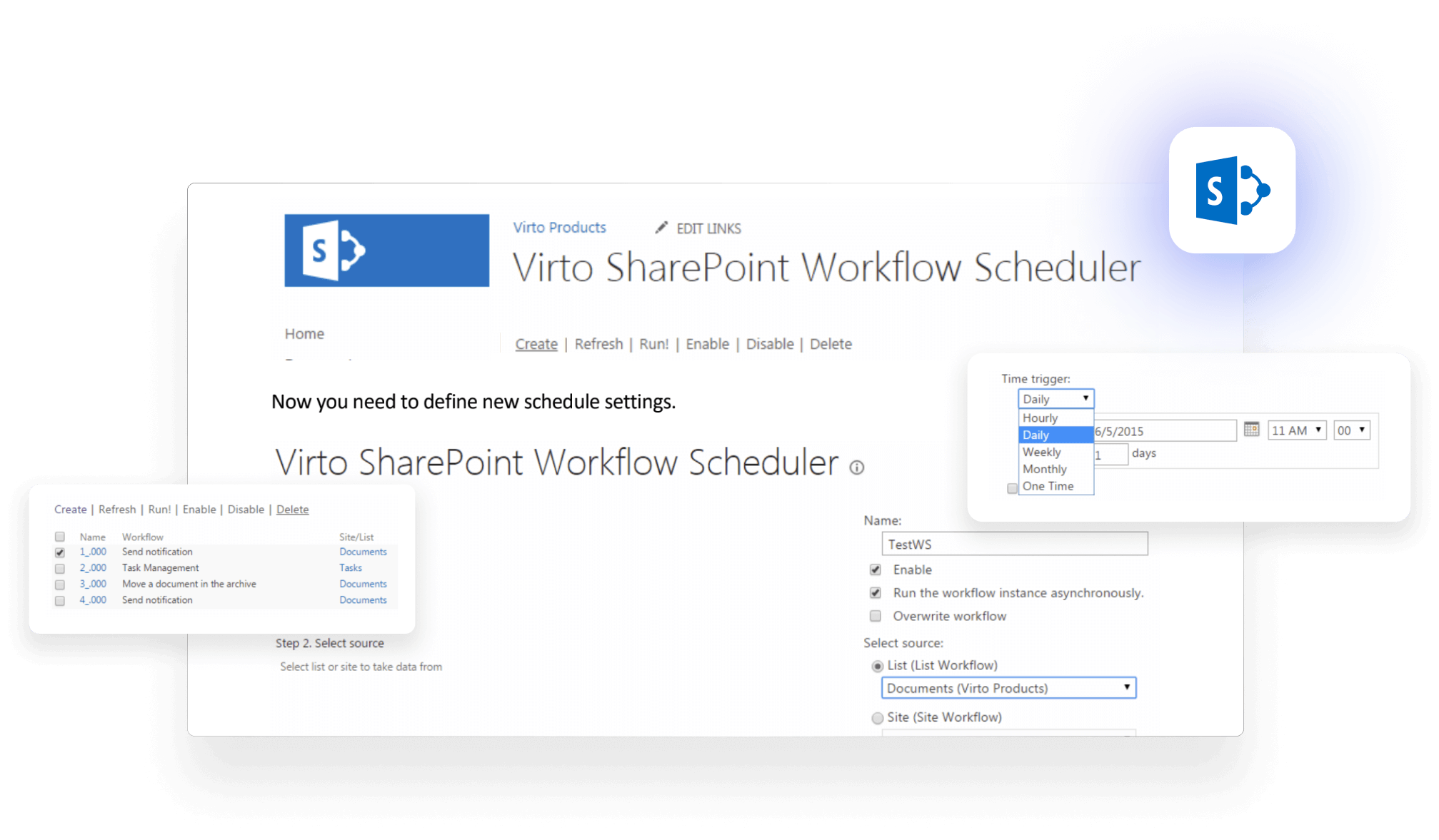 workflow scheduler for sharepoint on premise interface