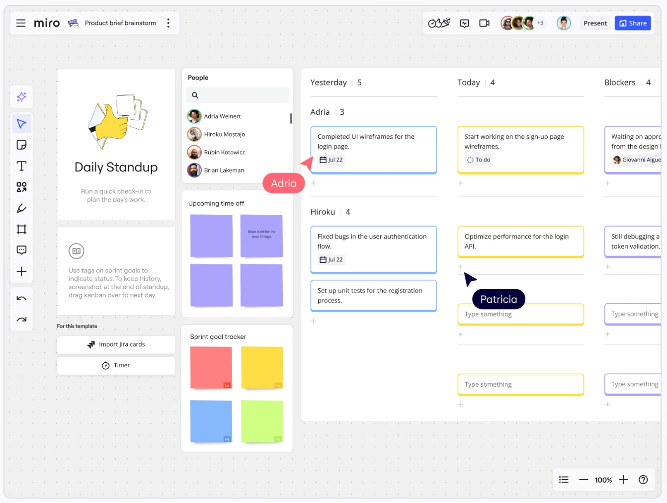 Scrumban example on Miro.