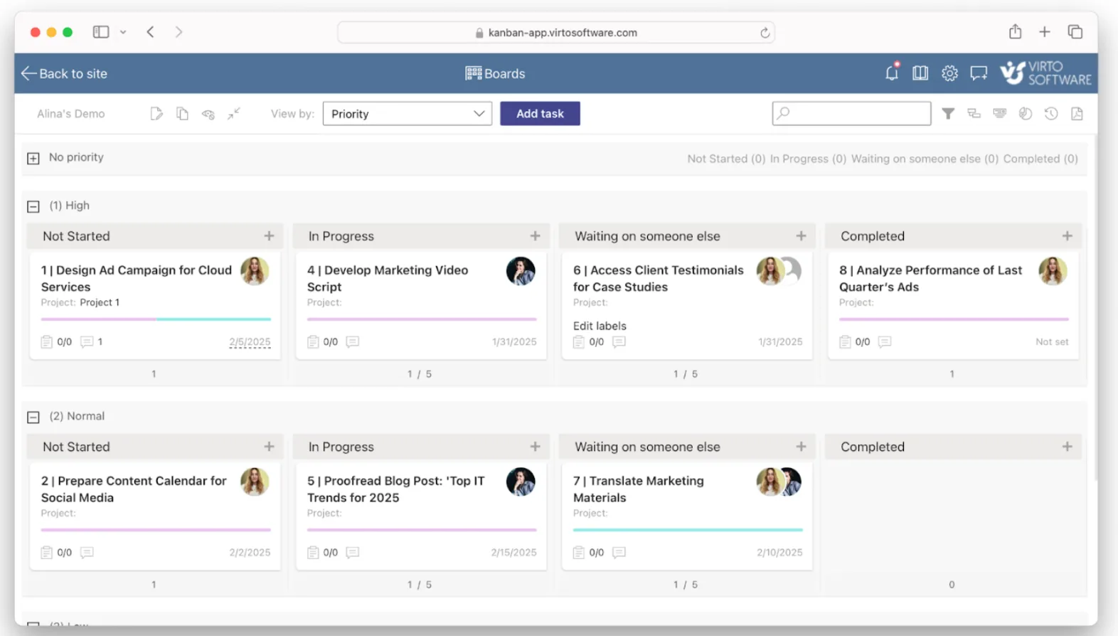 Example Virto Kanban Board App