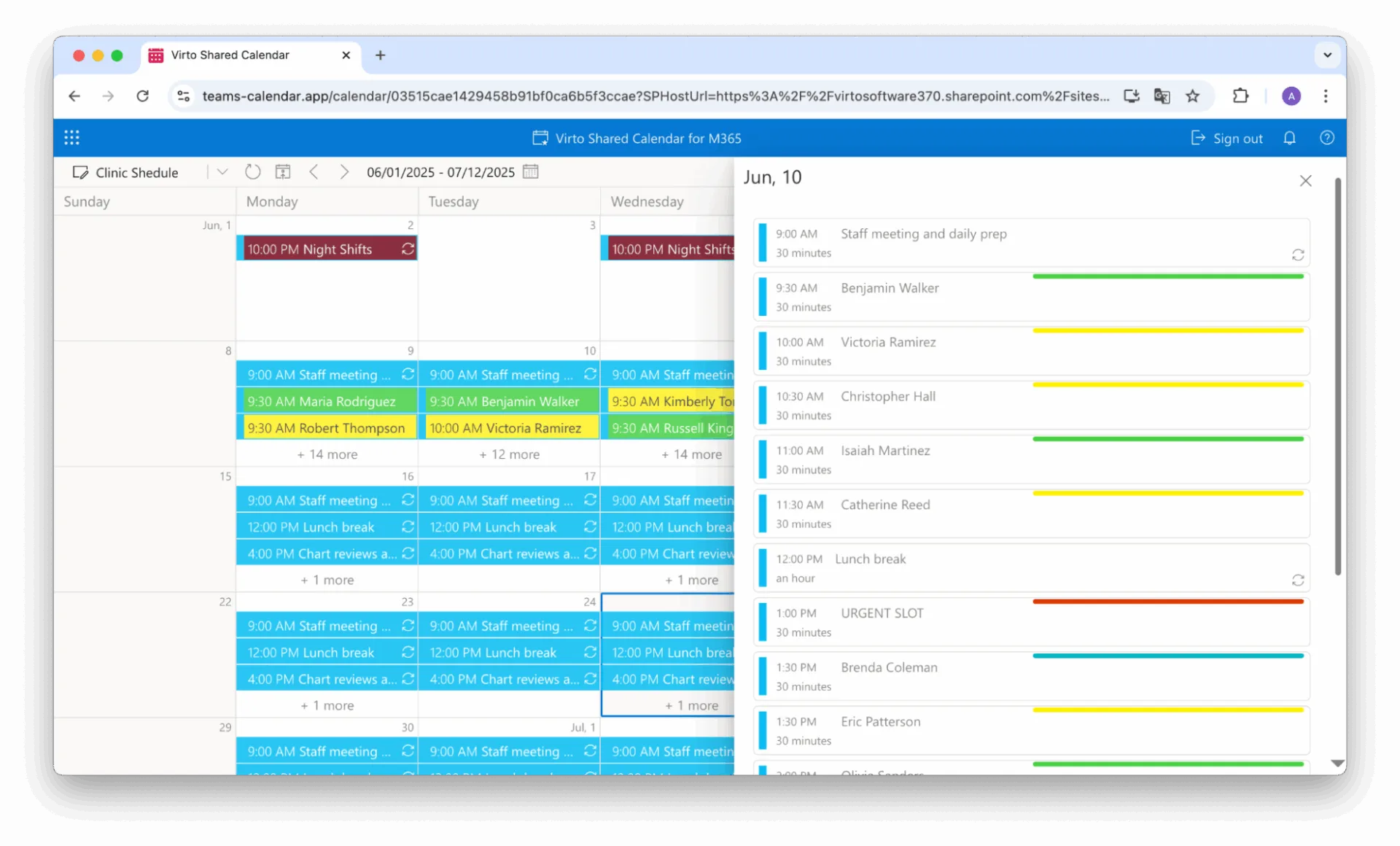Sample Virto Shared Calendar