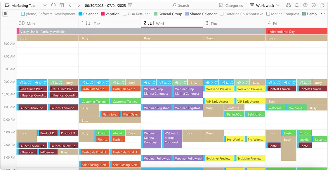 Sample overlaid Virto Calendar