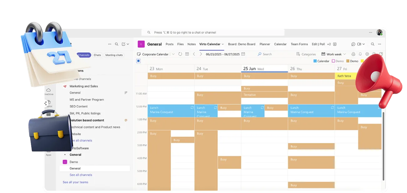Virto Calendar App Scenarios