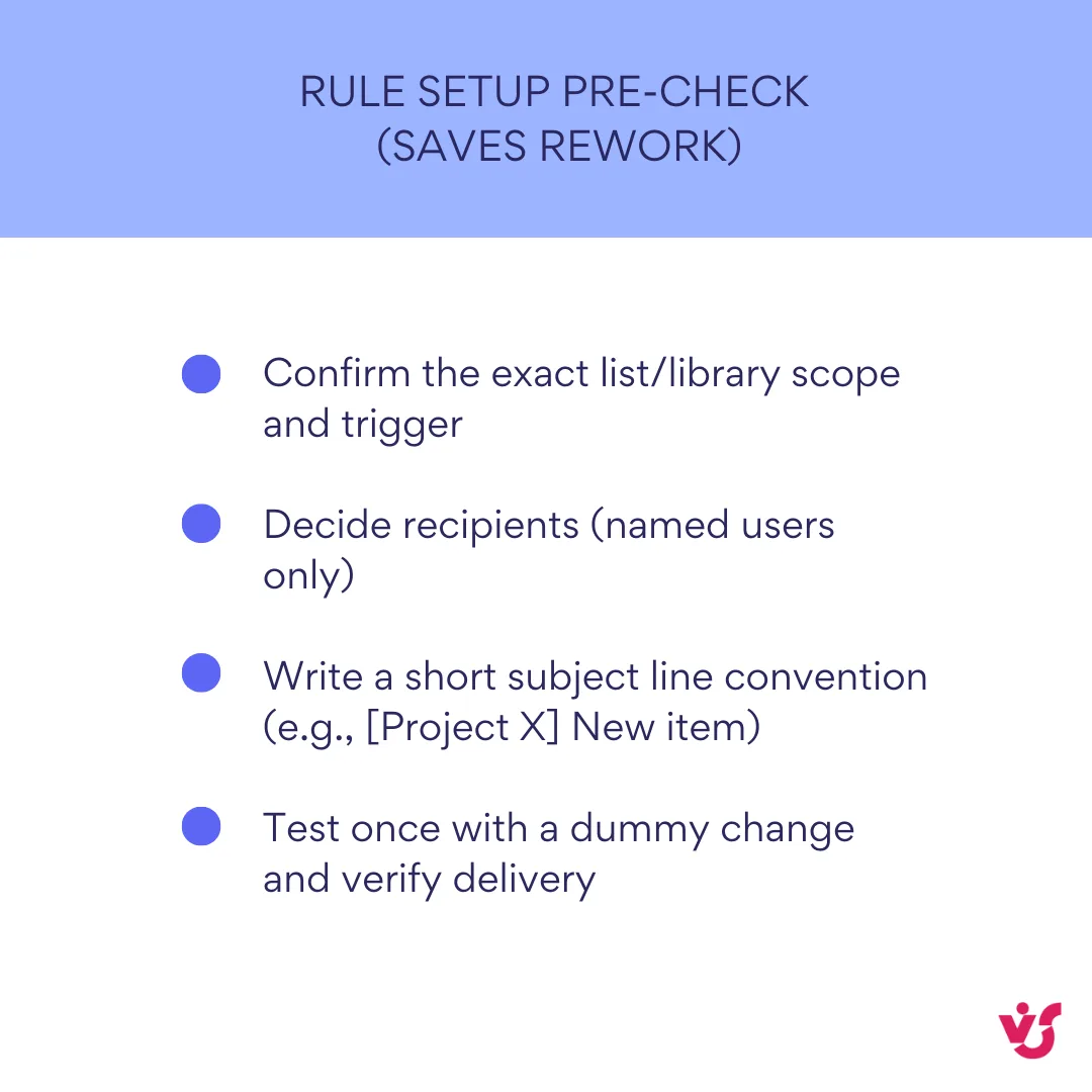 Rule setup pre-check (saves rework)