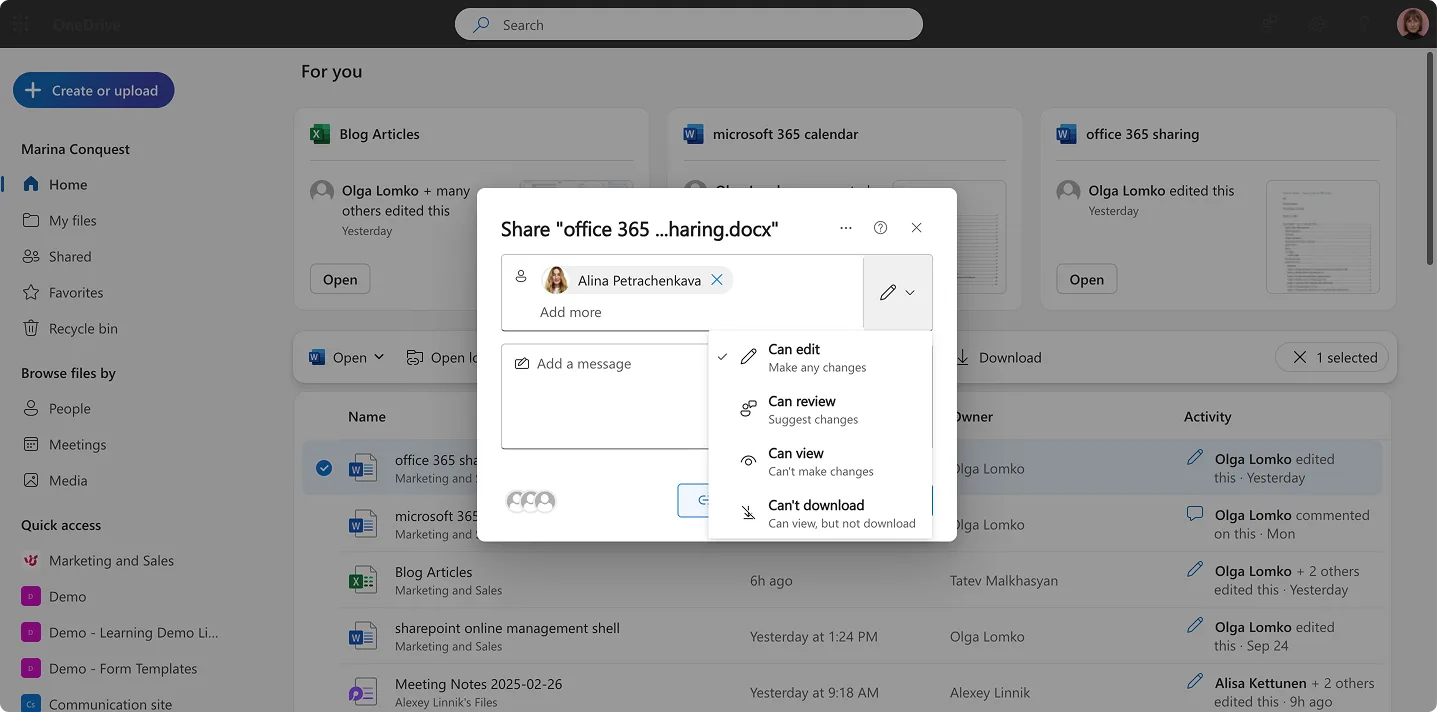 Setting permissions for people with access to your filefolder