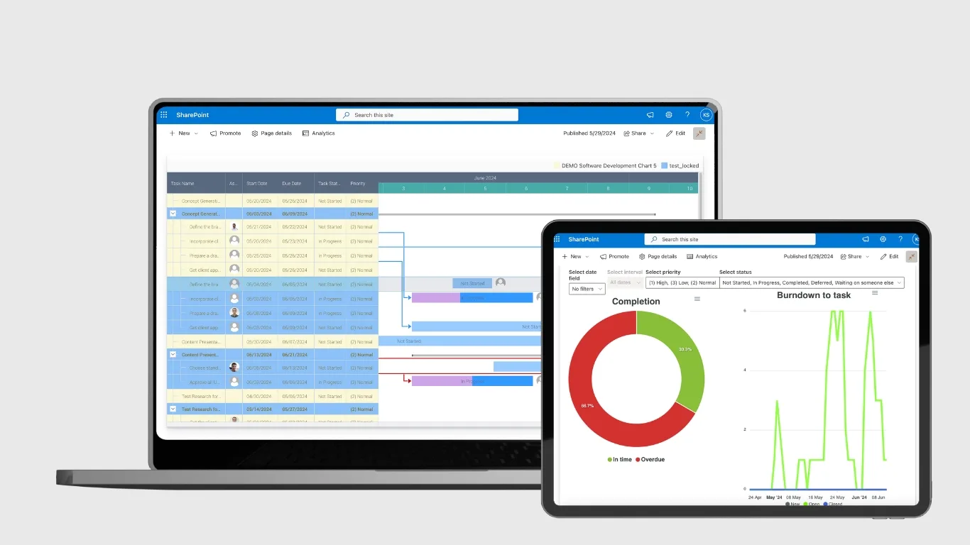 Virto Gantt Chart Web Part for SharePoint On-Premises
