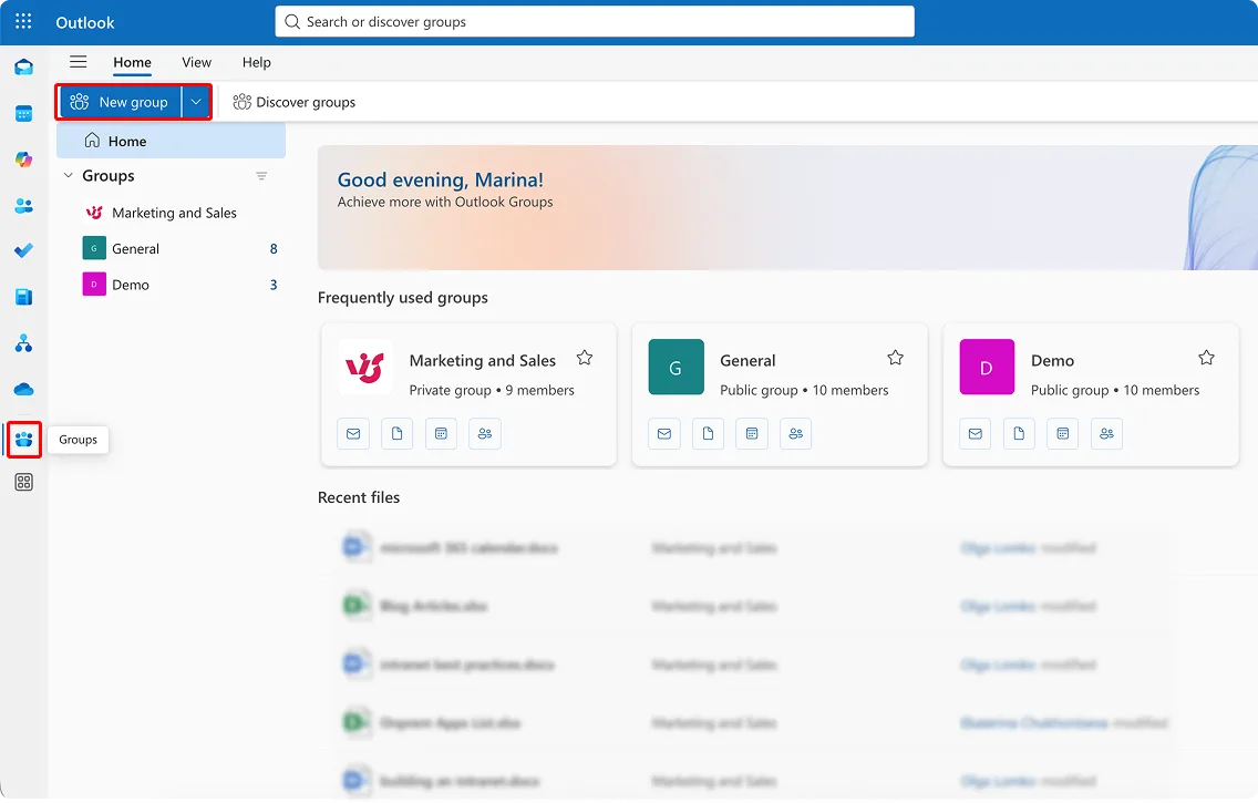 Creating a group in Outlook