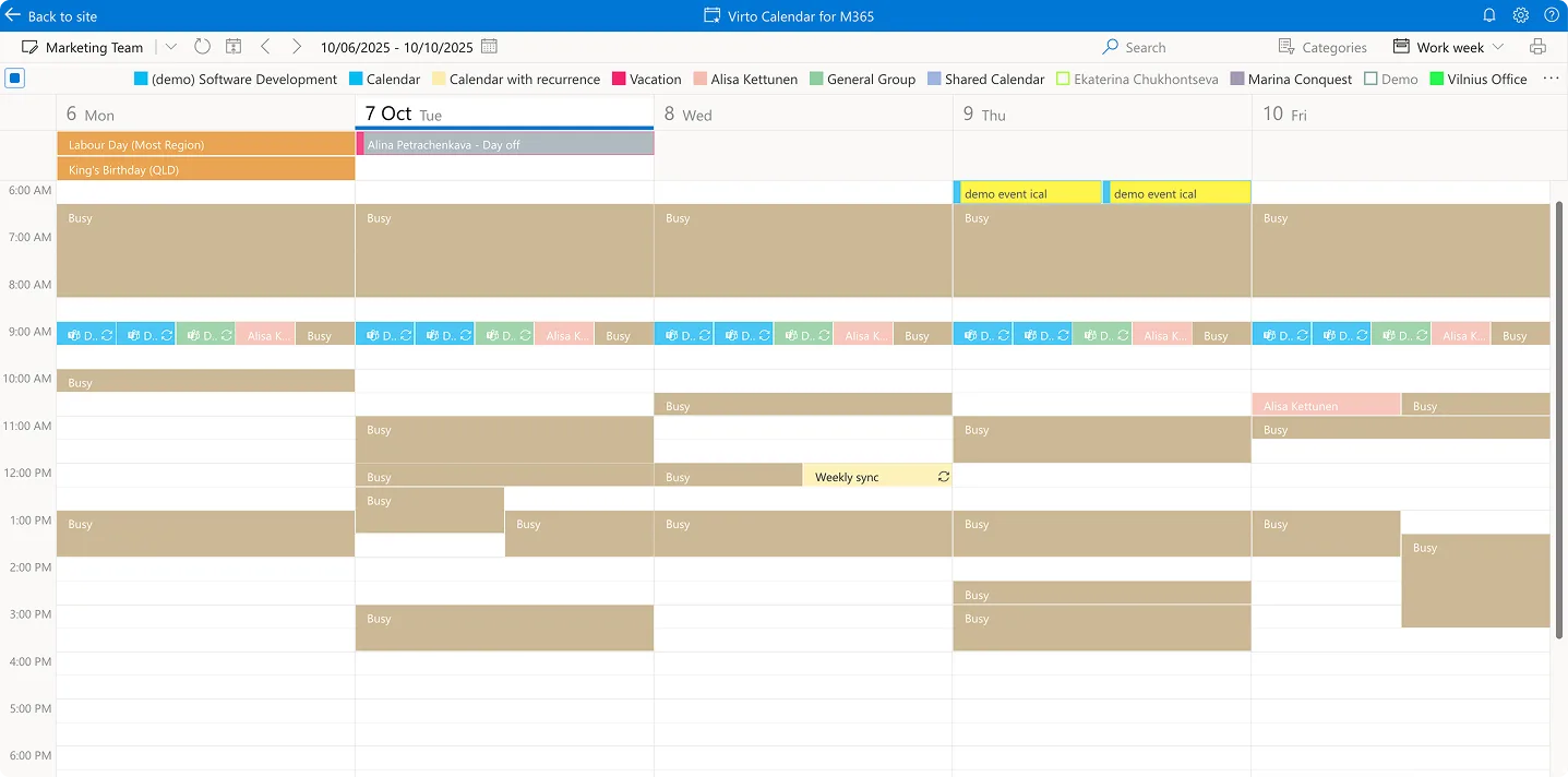 Example Virto Calendar