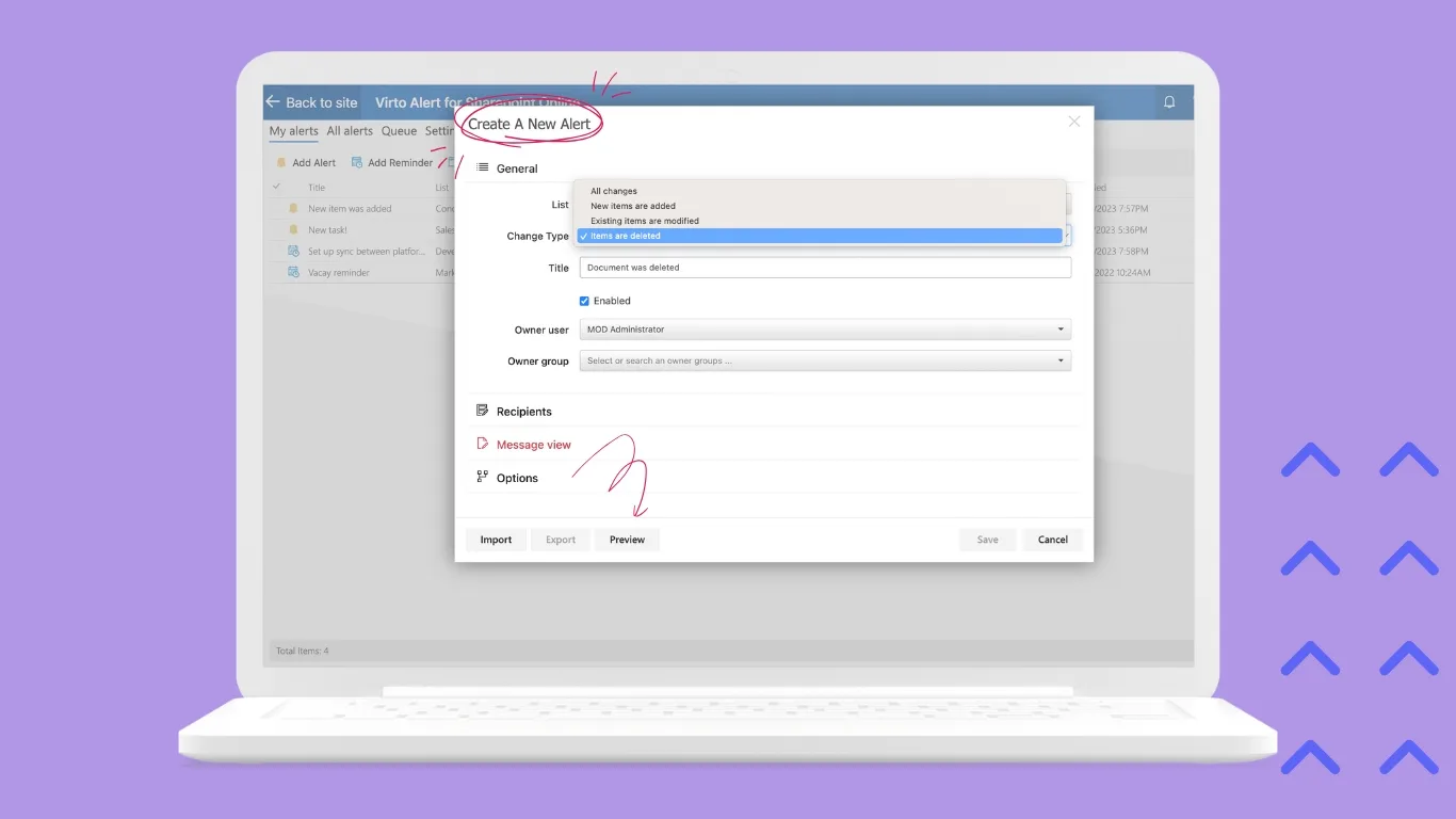 Virto Alerts & Reminder App for M365