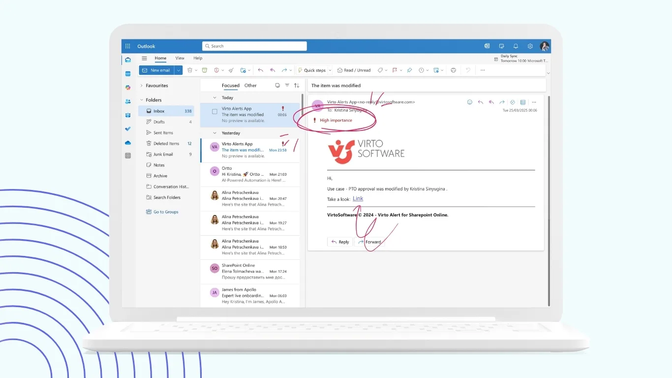 Pic. 4. Virto Alerts & Reminders Web Part.