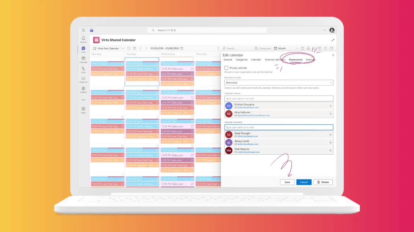 Virto Shared Calendar